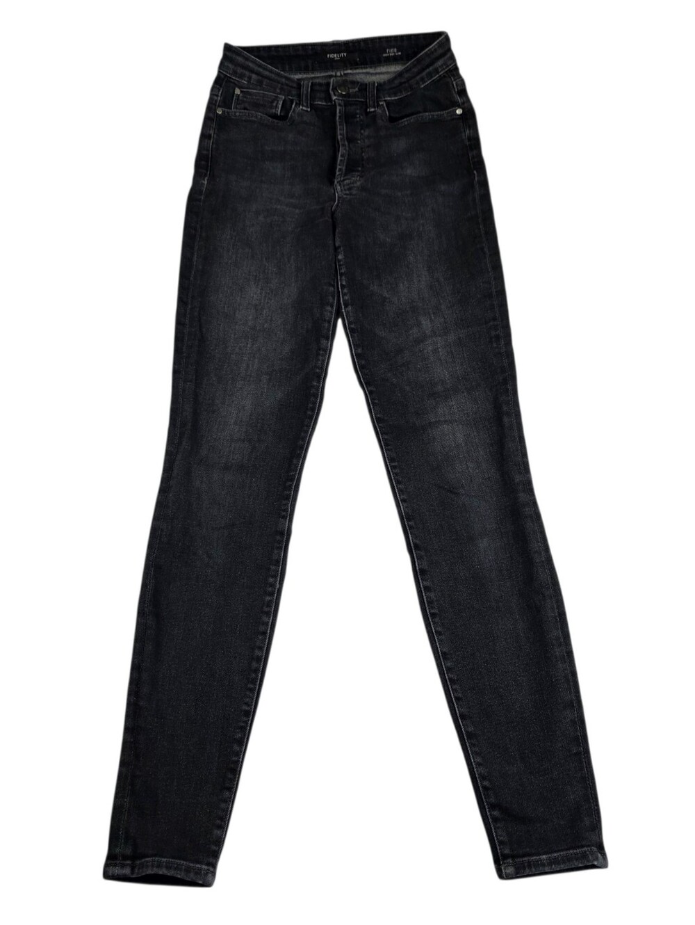 Fidelity Denim Pixie High Rise Slim Jeans Womens Mid Rise Bodega Black Size 25